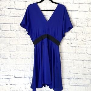 Milly blue silk v neck flutter sleeve dress 12